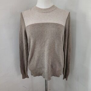 Stitches & Stripes Womens Tan Beige Colorblock Ribbed Knit Sweater L